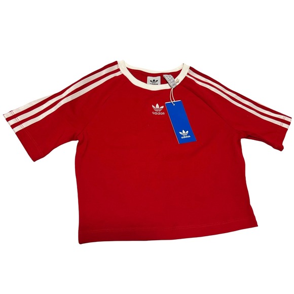 adidas Originals Tops - Adidas 3 Stripes Slim Fit Baby Tee Red Sz S NWT